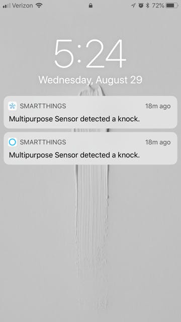 SmartThings app Vibration notifications. SmartThings app Vibration notifications.