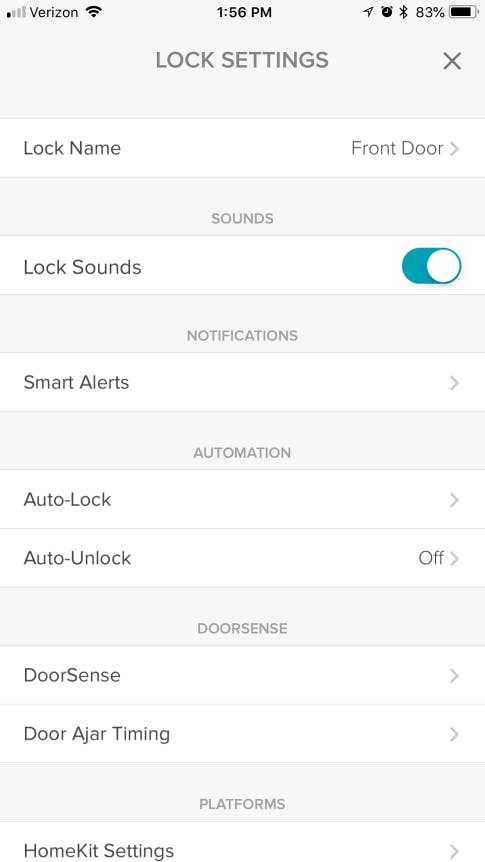 August app Lock Settings August app Lock Settings