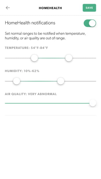 Canary's HomeHealth monitoring app Canary's HomeHealth monitoring app