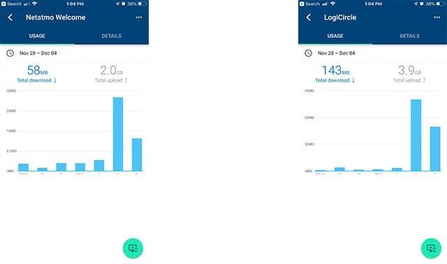 Netatmo vs LogiCircle storage usage Netatmo vs LogiCircle storage usage