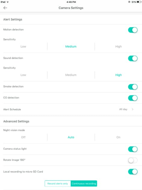 Wyze app Alert Settings Wyze app Alert Settings