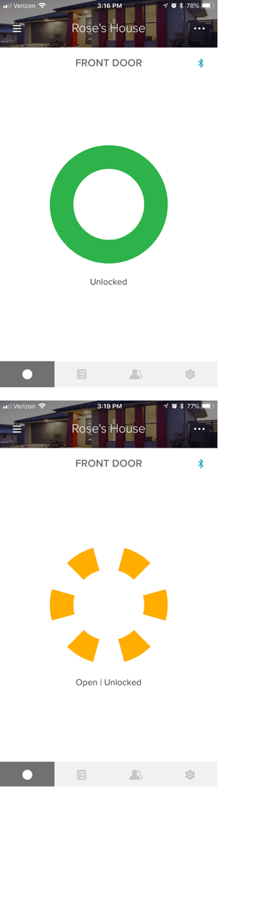 August app Unlocked and DoorSense Tab August app Unlocked and DoorSense Tab