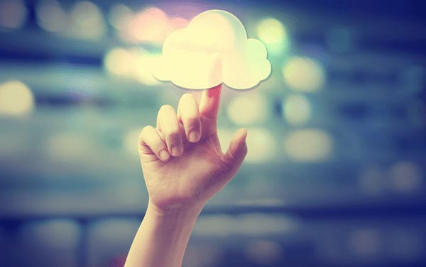 A hand pointing the cloud. A hand pointing the cloud.