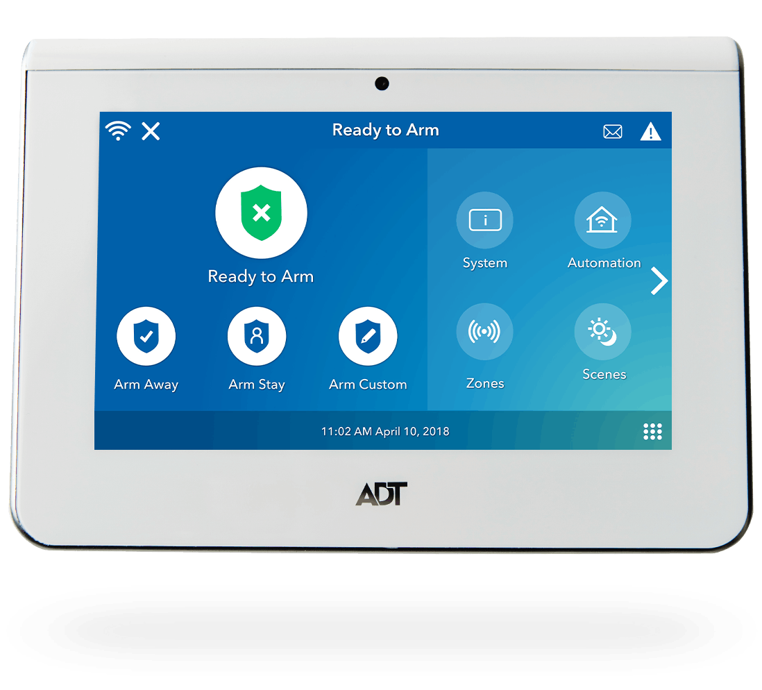 ADT touchscreen control panel ready to arm ADT touchscreen control panel ready to arm