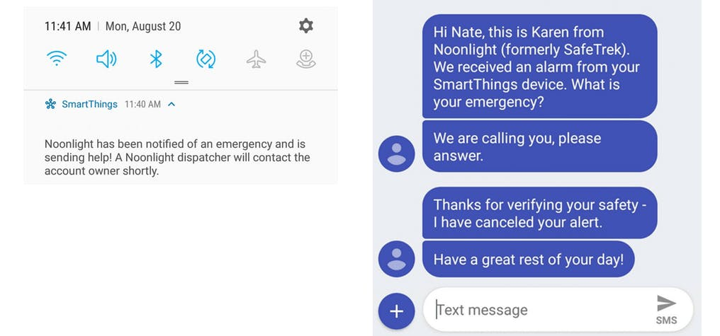 False alarm message from Noonlight False alarm message from Noonlight