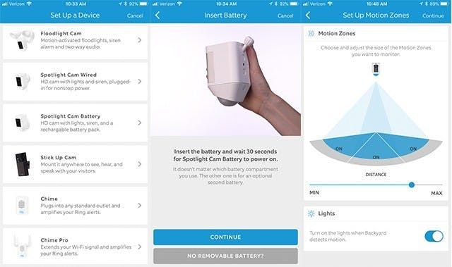 Ring app displaying how to setup a device. Ring app displaying how to setup a device.