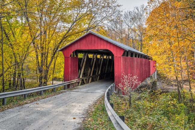 Putnam County, Indiana's Pine Bluff Covered Bridge. Putnam County, Indiana's Pine Bluff Covered Bridge.