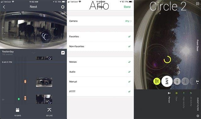 Sorting footage on Arlo, Logitech Circle 2 and Nest mobile app. Sorting footage on Arlo, Logitech Circle 2 and Nest mobile app.