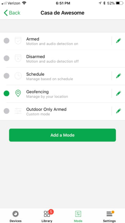 Arlo app Geofencing