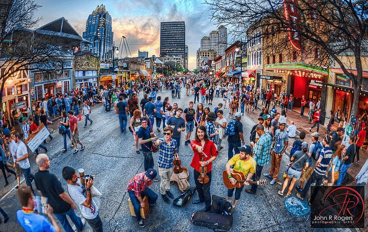 Crowd of people in Austin Texas Crowd of people in Austin Texas