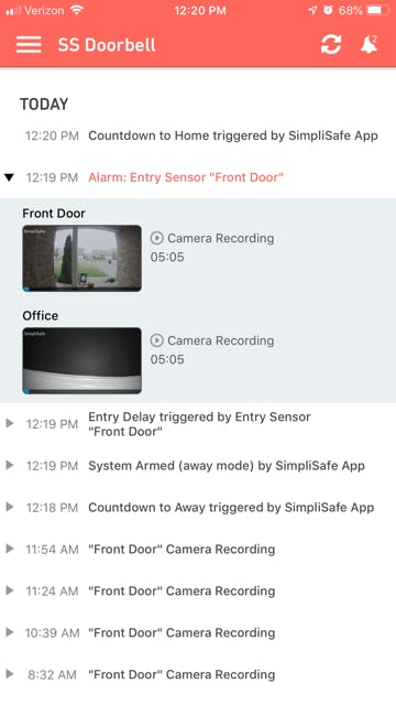 Simplisafe app Alarm Trigger feature. Simplisafe app Alarm Trigger feature.