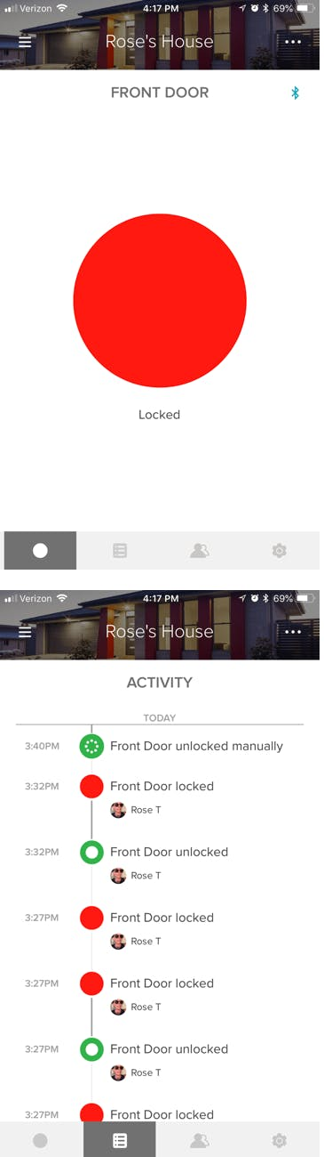 August app Locked and History Tab August app Locked and History Tab