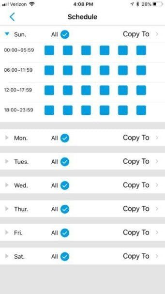 Adding schedule on Reolink app. Adding schedule on Reolink app.